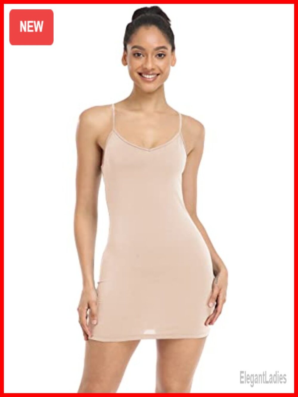 Full Slip Dress Women Adjustable Spaghetti Strap V Neck Rayon Spandex Mini Slip
